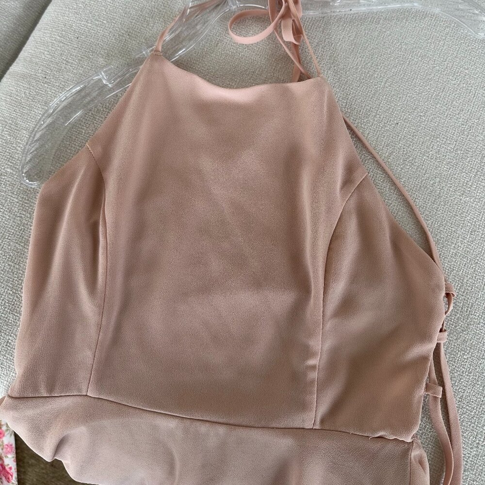 Soft pink halter mini dress
